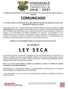 Comunicado de Ley Seca