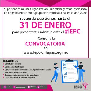 Este 31 de enero vence el plazo para constituirse como Agrupaciones Políticas Locales