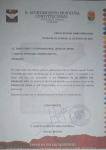 Obligan a trabajadores del Ayuntamiento de Pichucalco ir a la partida de rosca