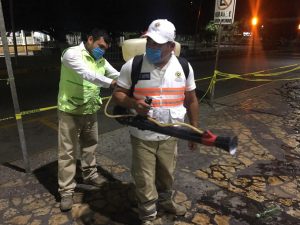 Sanitizan el centro de Tapachula contra el coronavirus