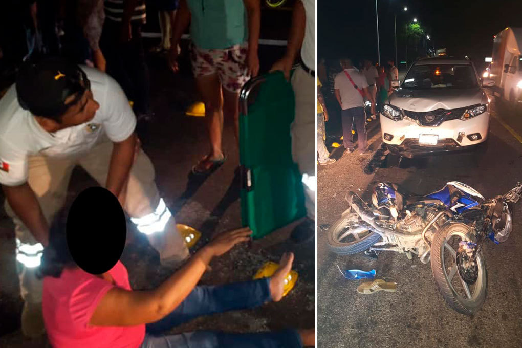 Dos bolos lesionados por choque de moto en libramiento de Tonalá