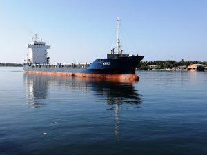 Arriba a Puerto Chiapas buque procedente de Centroamérica con 2 mil 800 toneladas de alimentos