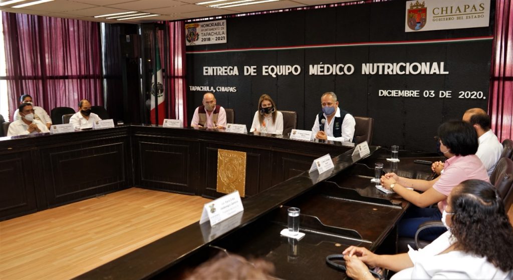 Red de Municipios por la Salud en el Soconusco recibe equipos médicos nutricionales