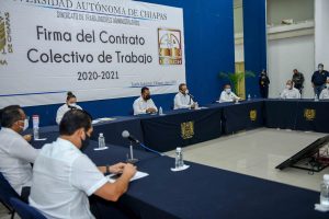 Firman Autoridades de la UNACH Contrato Colectivo de Trabajo 2021  con el STAUNACH