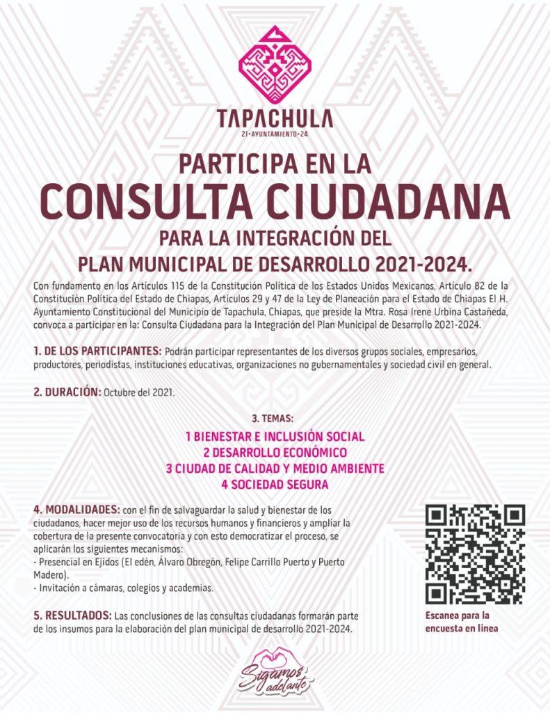 Inicia Consulta Ciudadana para integrar el Plan Municipal de Desarrollo 2021-2024 en Tapachula