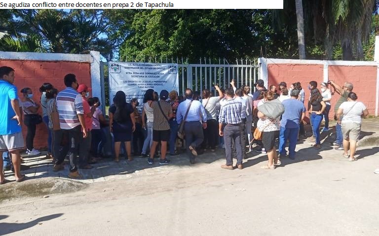 Se agudiza conflicto entre docentes en prepa 2 de Tapachula 